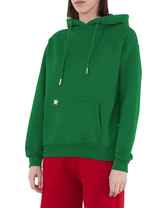 Comme Des Fuckdown Chic Green Hooded Cotton Sweatshirt with Logo Embroidery