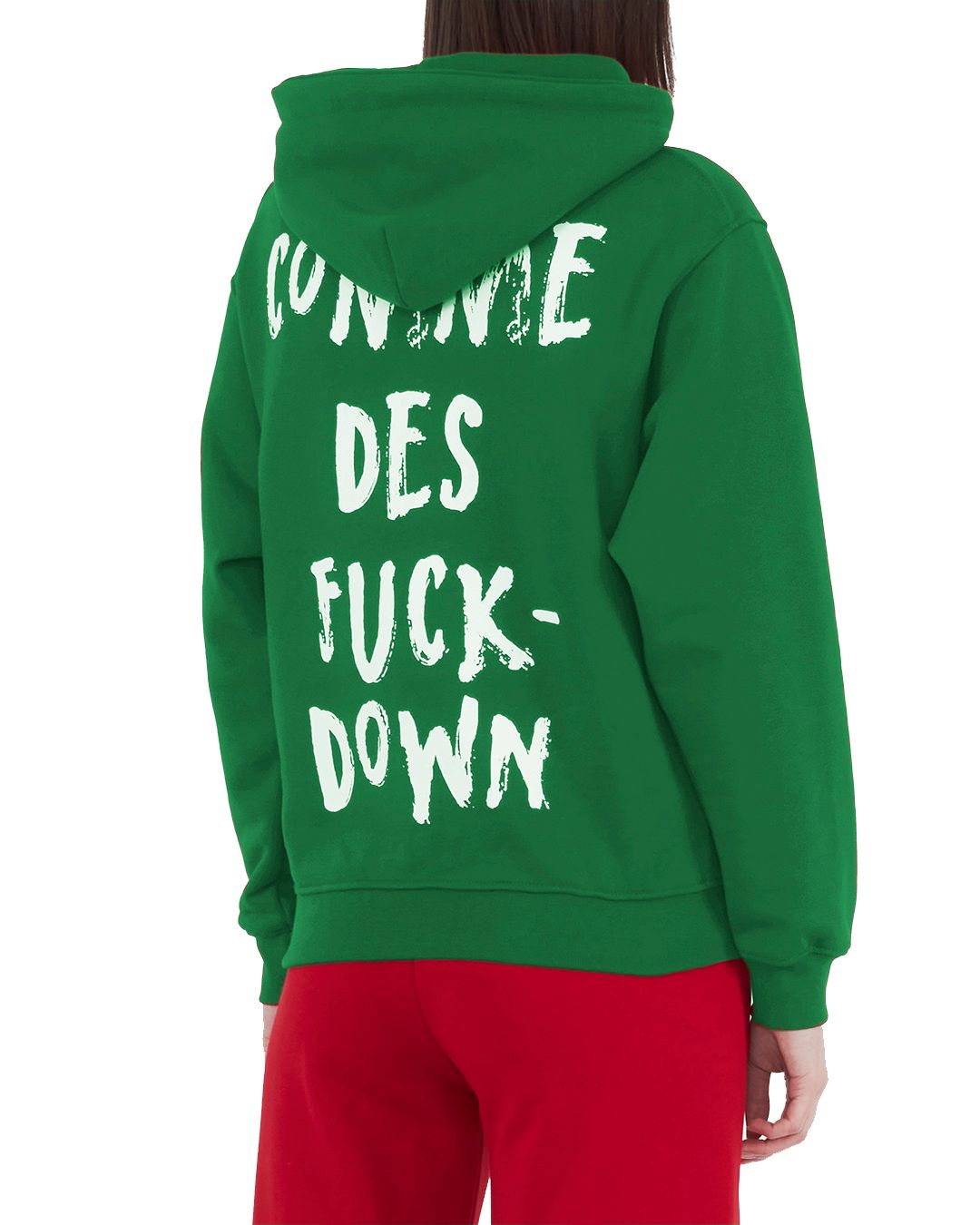 Comme Des Fuckdown Chic Green Hooded Cotton Sweatshirt with Logo Embroidery