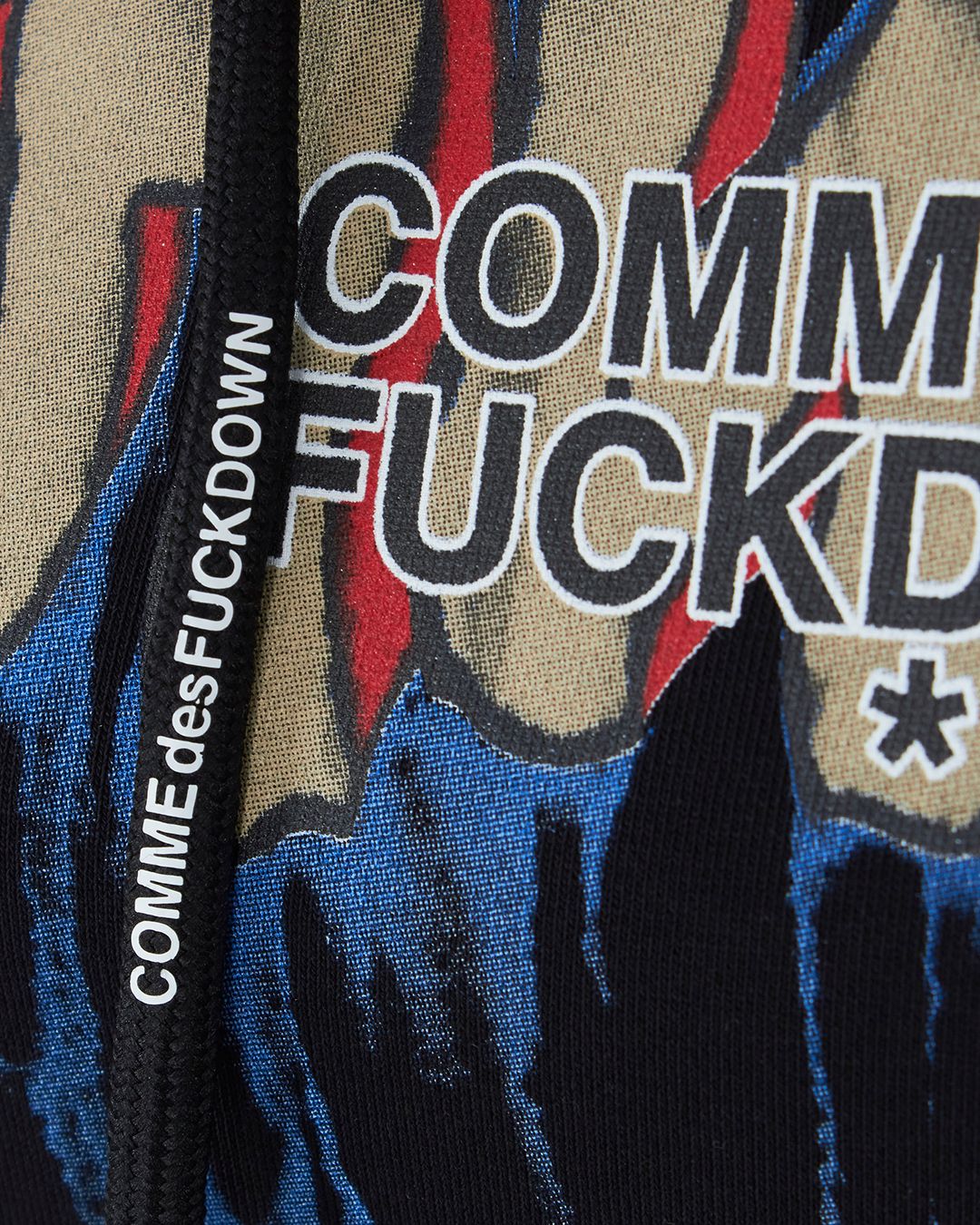 Comme Des Fuckdown Graffiti Logo Cotton Hoodie With Drawstring