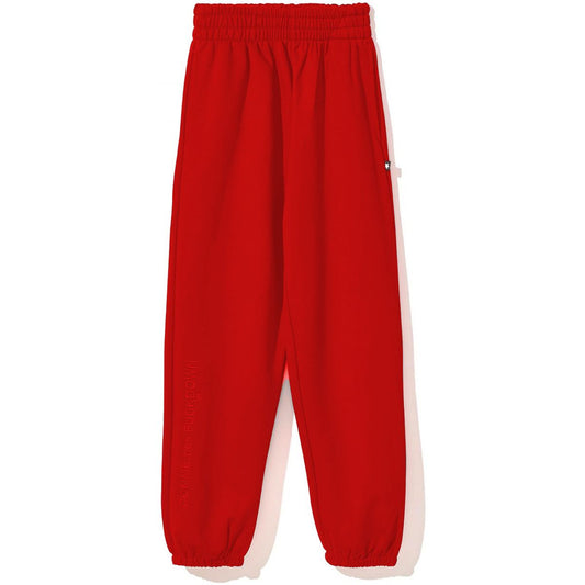 Comme Des Fuckdown Chic Embroidered Cotton Sweatpants in Bold Red