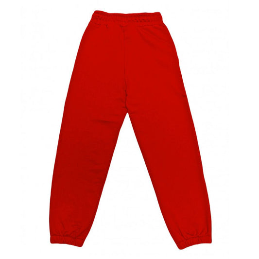 Comme Des Fuckdown Chic Embroidered Cotton Sweatpants in Bold Red