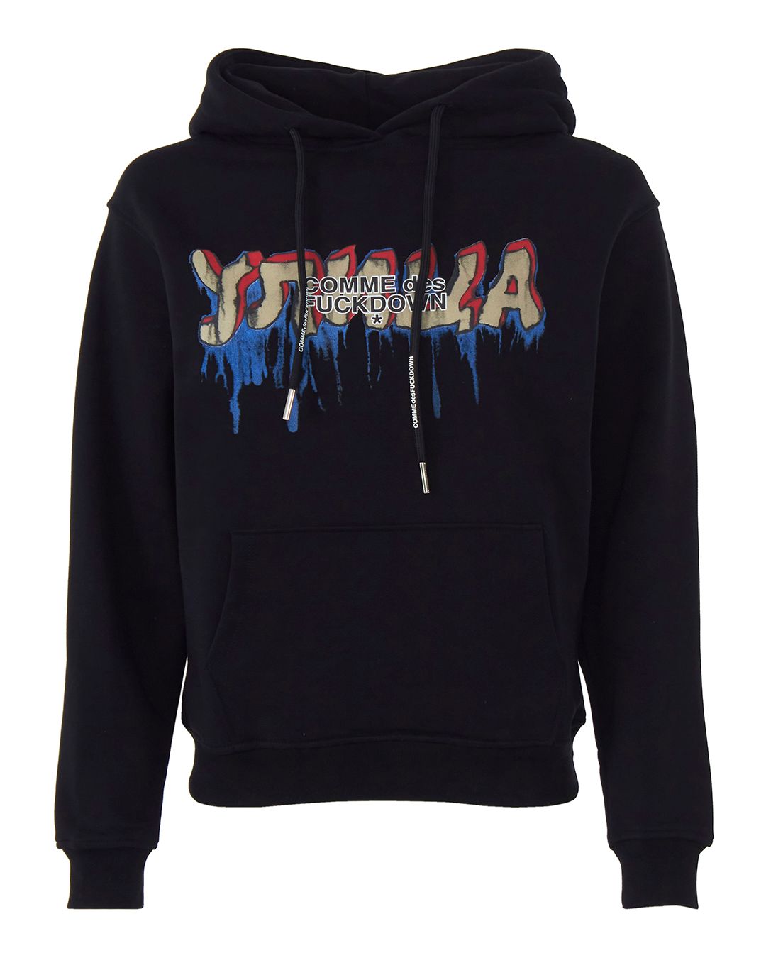 Comme Des Fuckdown Graffiti Logo Cotton Hoodie With Drawstring