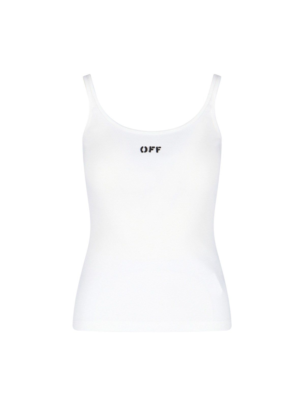 Off-White Elegant Ribbed White Cotton Top