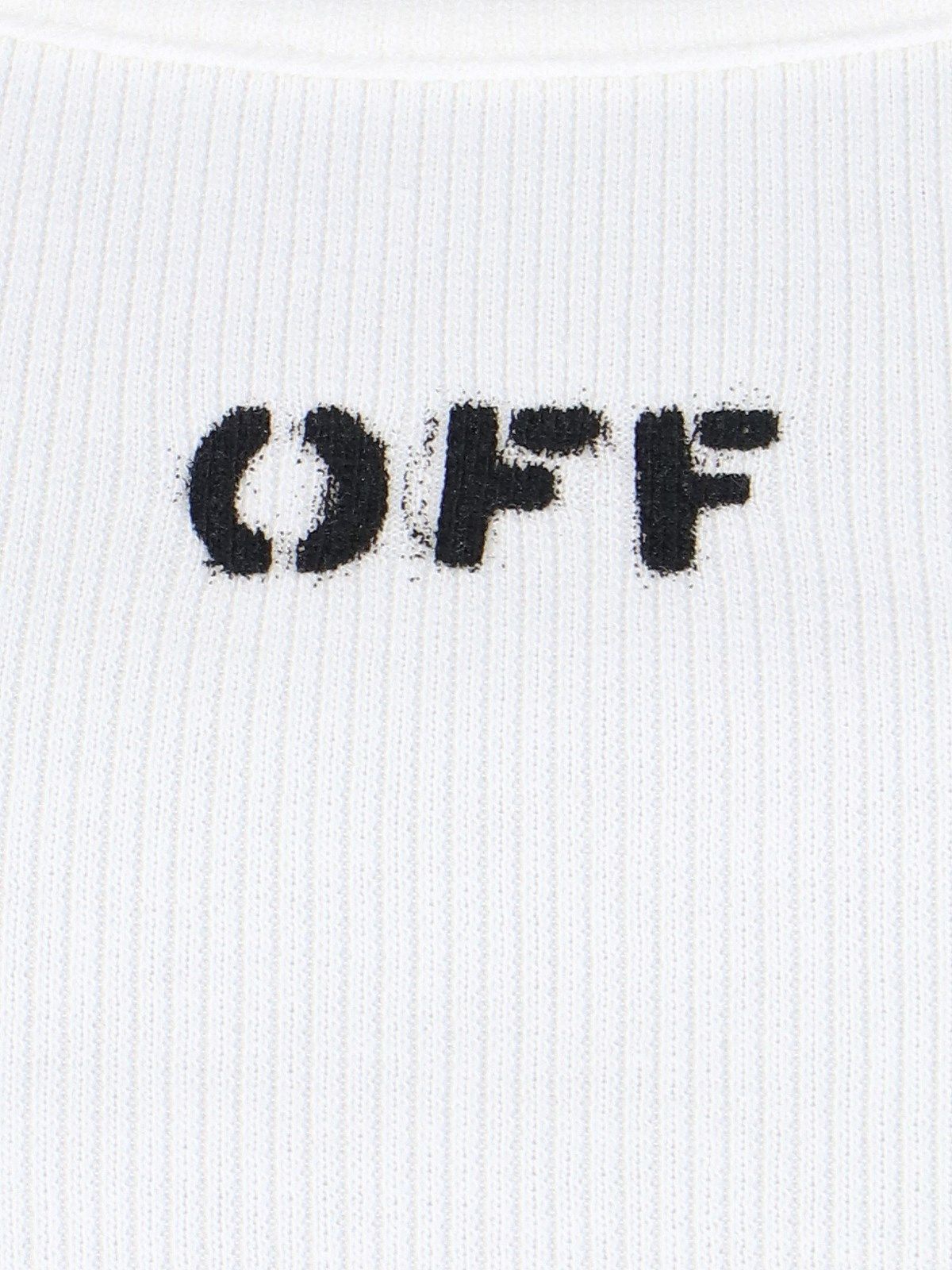 Off-White Elegant Ribbed White Cotton Top