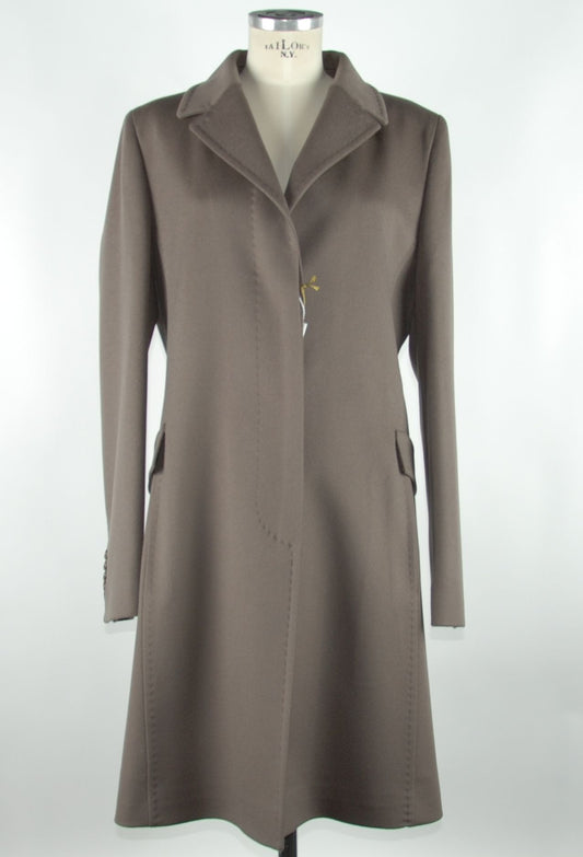 Made in Italy Elegant Gray Wool Martingale Coat