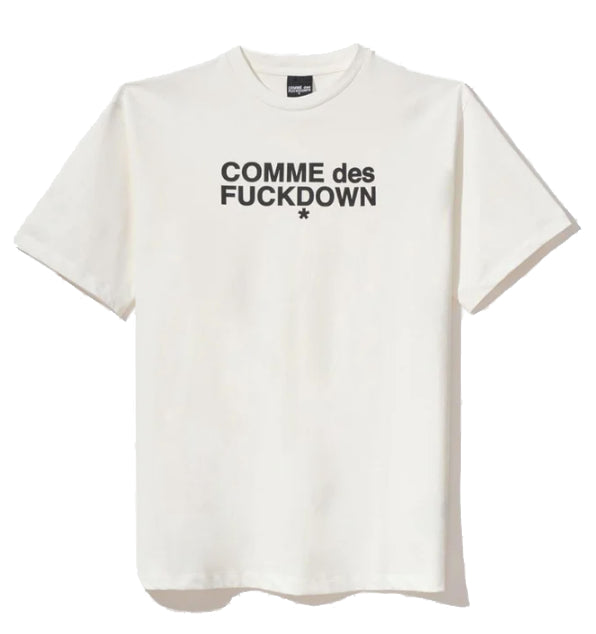 Comme Des Fuckdown Elevated Cotton Tee with Iconic Slogan Print