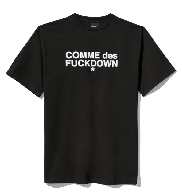 Comme Des Fuckdown Elegant Cotton Logo Tee in Timeless Black