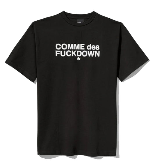 Comme Des Fuckdown Elegant Cotton Logo Tee in Timeless Black