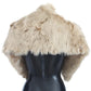 Dolce & Gabbana Elegant Alpaca Fur Shoulder Wrap in Beige