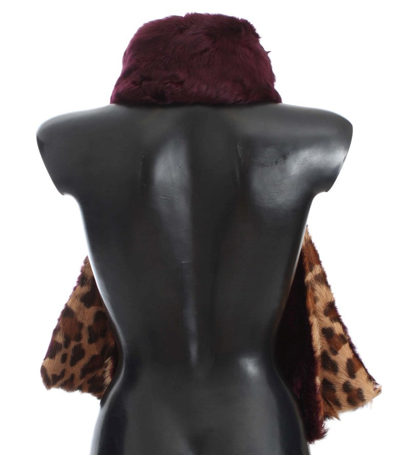 Dolce & Gabbana Exquisite Leopard Print Lambskin Fur Scarf