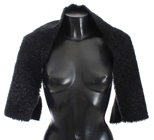 Dolce & Gabbana Elegant Black Shearling Shoulder Wrap