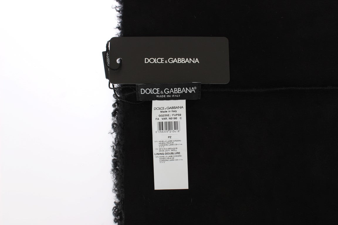 Dolce & Gabbana Elegant Black Shearling Shoulder Wrap