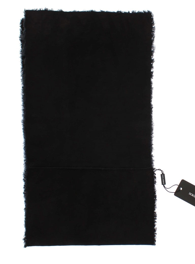 Dolce & Gabbana Elegant Black Shearling Shoulder Wrap