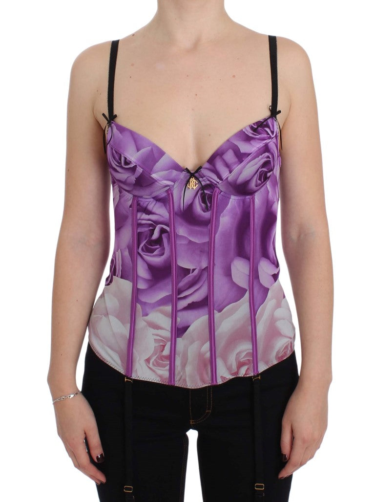 Cavalli Chic Purple Corset Bustier Top