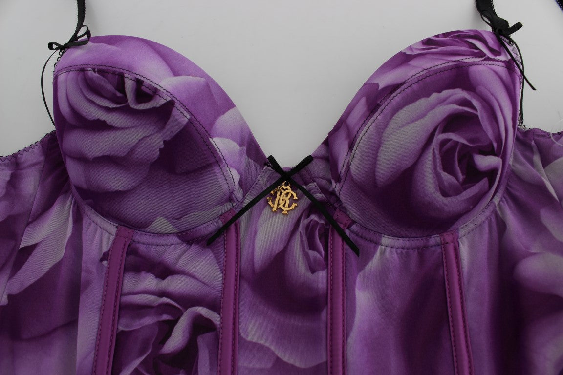 Cavalli Chic Purple Corset Bustier Top