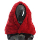 Dolce & Gabbana Exquisite Red Weasel Fur Hooded Scarf Wrap