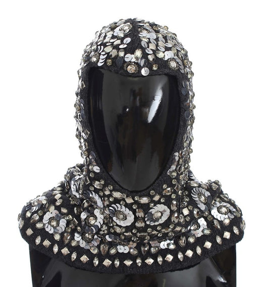 Dolce & Gabbana Exquisite Sequined Crystal Hooded Scarf Wrap