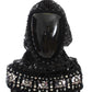 Dolce & Gabbana Black Sequined Crystal Hooded Scarf Wrap