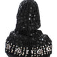 Dolce & Gabbana Black Sequined Crystal Hooded Scarf Wrap