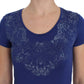 Ermanno Scervino Elegant Blue Crew Neck Tee with Logo Detail