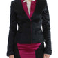 Exte Chic Black and Pink Single-Breasted Blazer