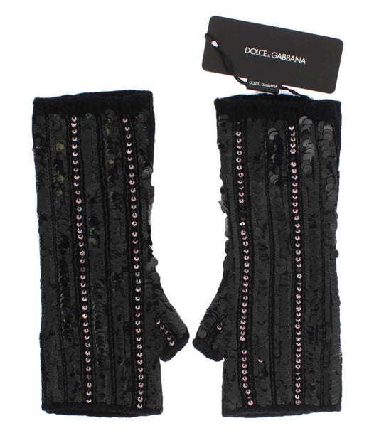 Dolce & Gabbana Sequined Cashmere Fingerless Gloves