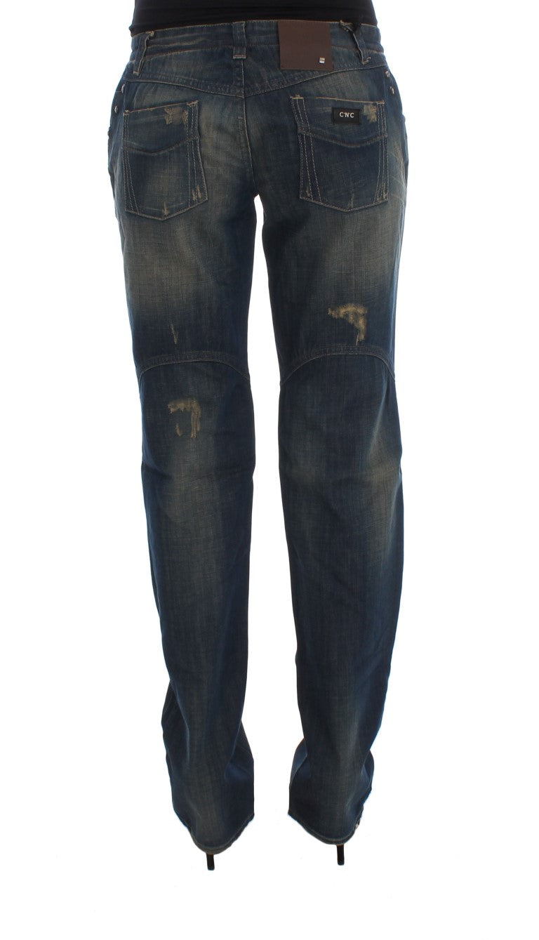 Costume National Elegant Boyfriend Fit Blue Cotton Jeans