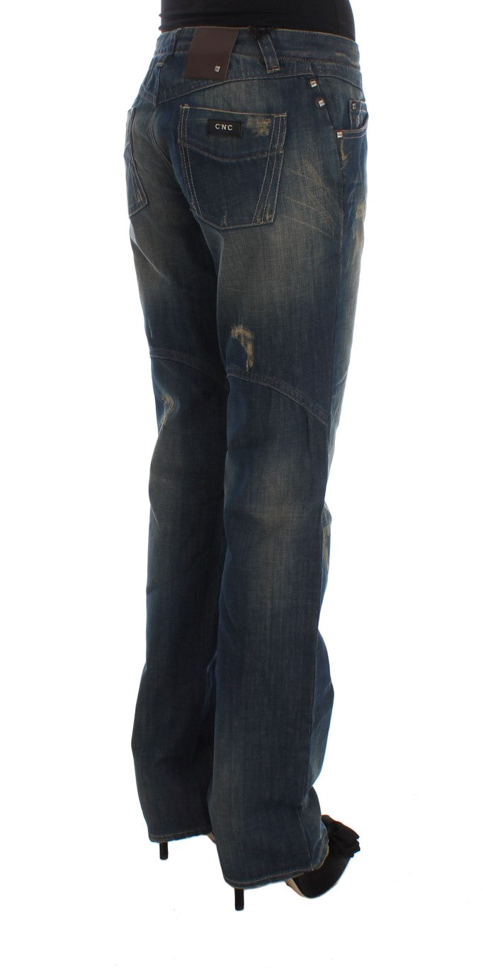 Costume National Elegant Boyfriend Fit Blue Cotton Jeans