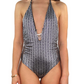 Philipp Plein Glamorous Silver-Logo One-Piece Swimsuit