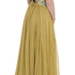 Dolce & Gabbana Enchanting Yellow Silk Floral Appliqué Gown