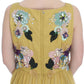 Dolce & Gabbana Enchanting Yellow Silk Floral Appliqué Gown