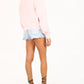 Off-White Soft Pink Velvet Detail Cotton Sweatshirt