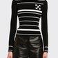 Off-White Striped Long-Sleeved Chic Sweater