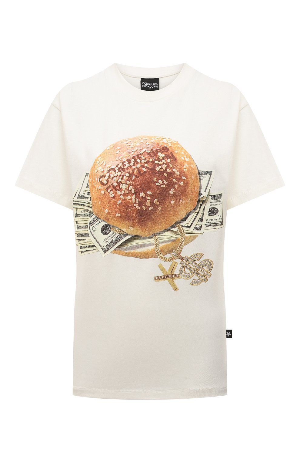 Comme Des Fuckdown Chic Cotton Sandwich Print Tee for Women