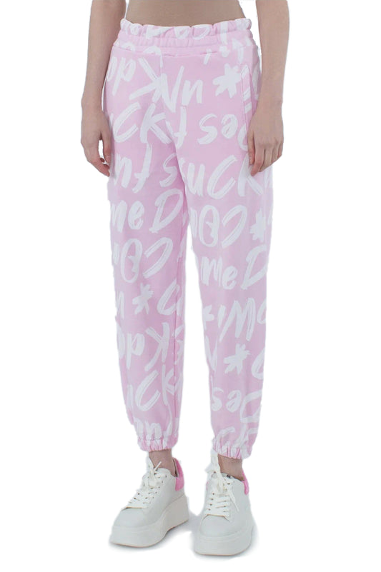 Comme Des Fuckdown Chic Pink Cotton Tracksuit Trousers for Women