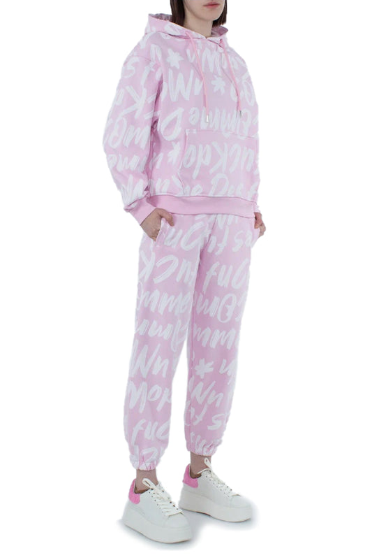 Comme Des Fuckdown Chic Pink Cotton Tracksuit Trousers for Women