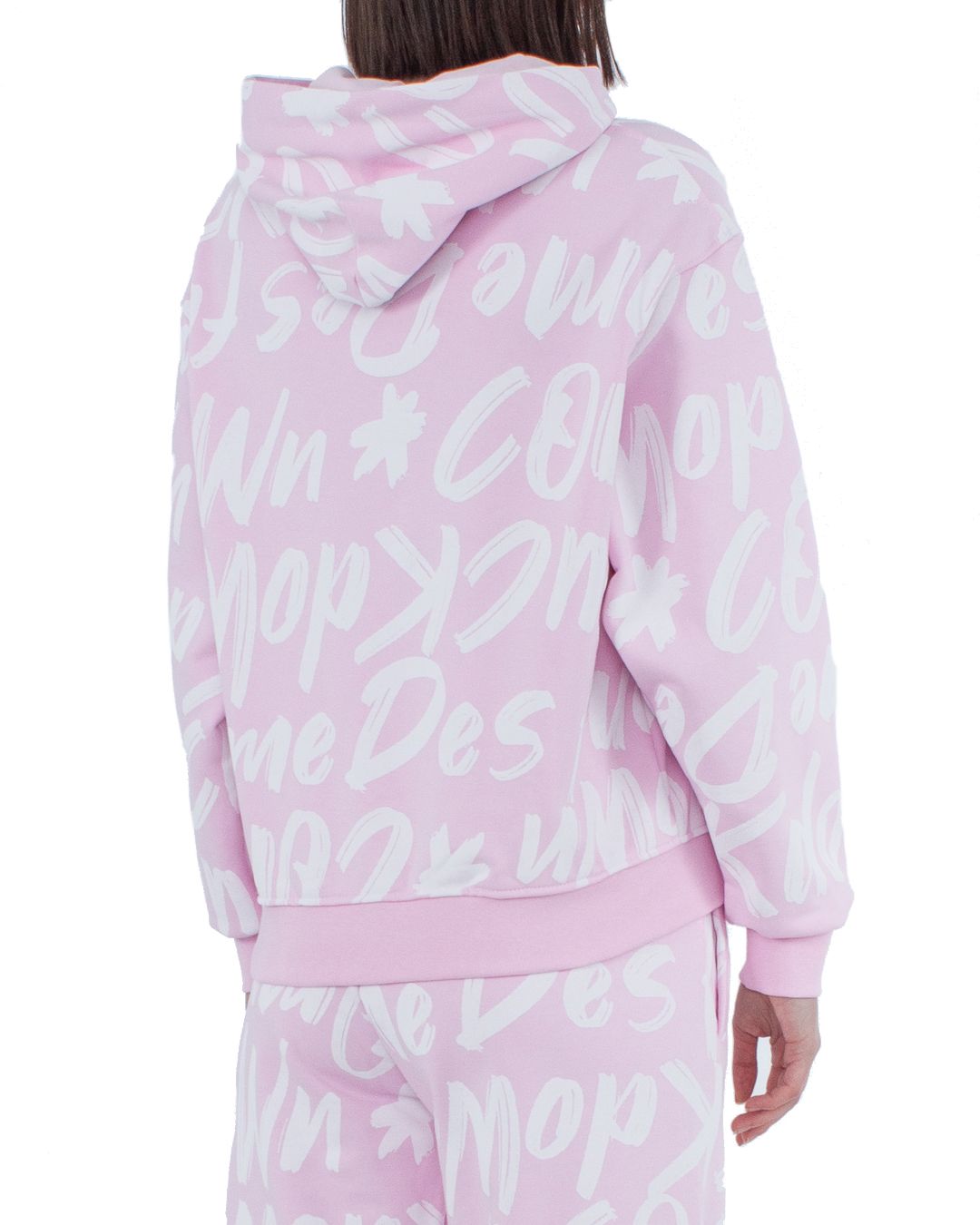 Comme Des Fuckdown Chic Pink Cotton Hooded Sweatshirt with Statement Print