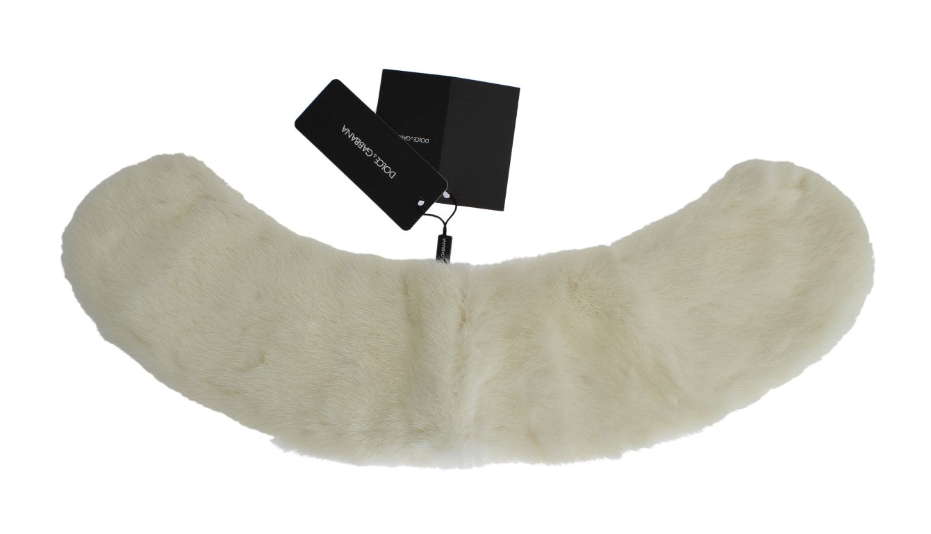 Dolce & Gabbana Elegant White Mink Fur Shoulder Wrap Scarf