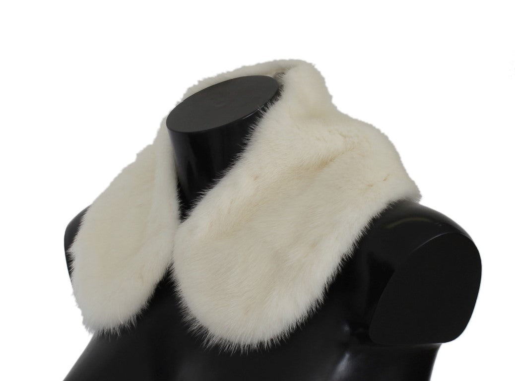 Dolce & Gabbana Elegant White Mink Fur Shoulder Wrap Scarf