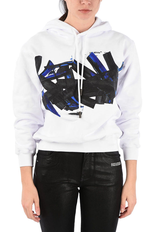 Off-White Graphic Print Cotton Hooded Sweatshirt