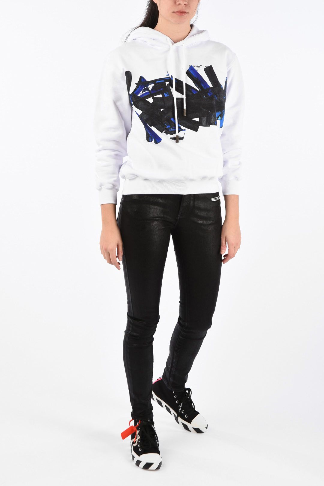 Off-White Graphic Print Cotton Hooded Sweatshirt