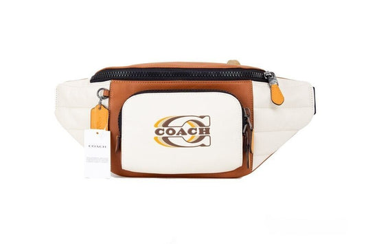 COACH Track Chalk Sunset Quilted Smooth Leather Stamp Logo Belt Bag