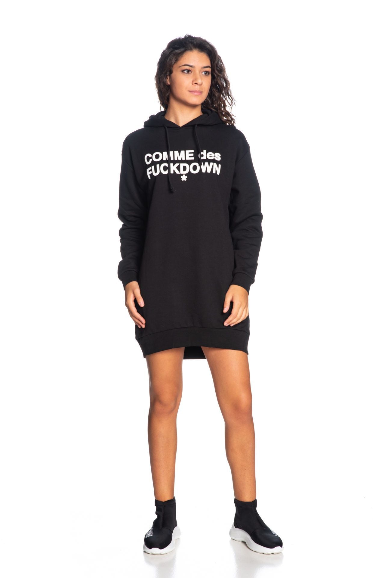 Comme Des Fuckdown Chic Oversized Hooded Fleece Dress