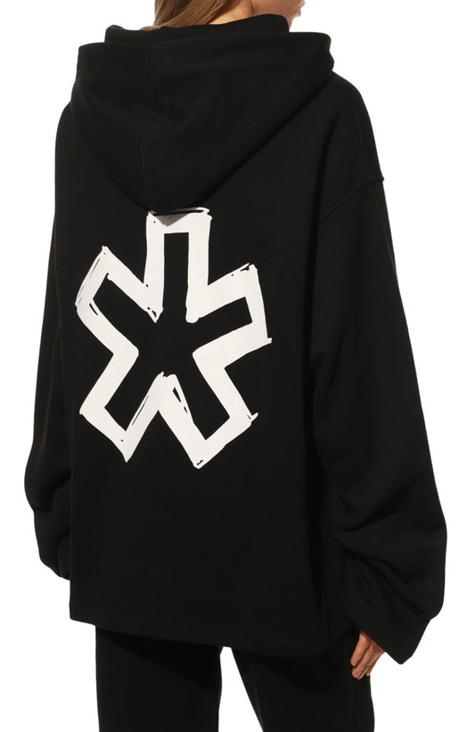 Comme Des Fuckdown Black Cotton Hooded Sweatshirt with Bold Prints