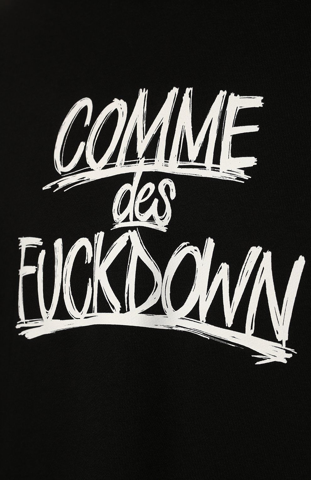 Comme Des Fuckdown Black Cotton Hooded Sweatshirt with Bold Prints