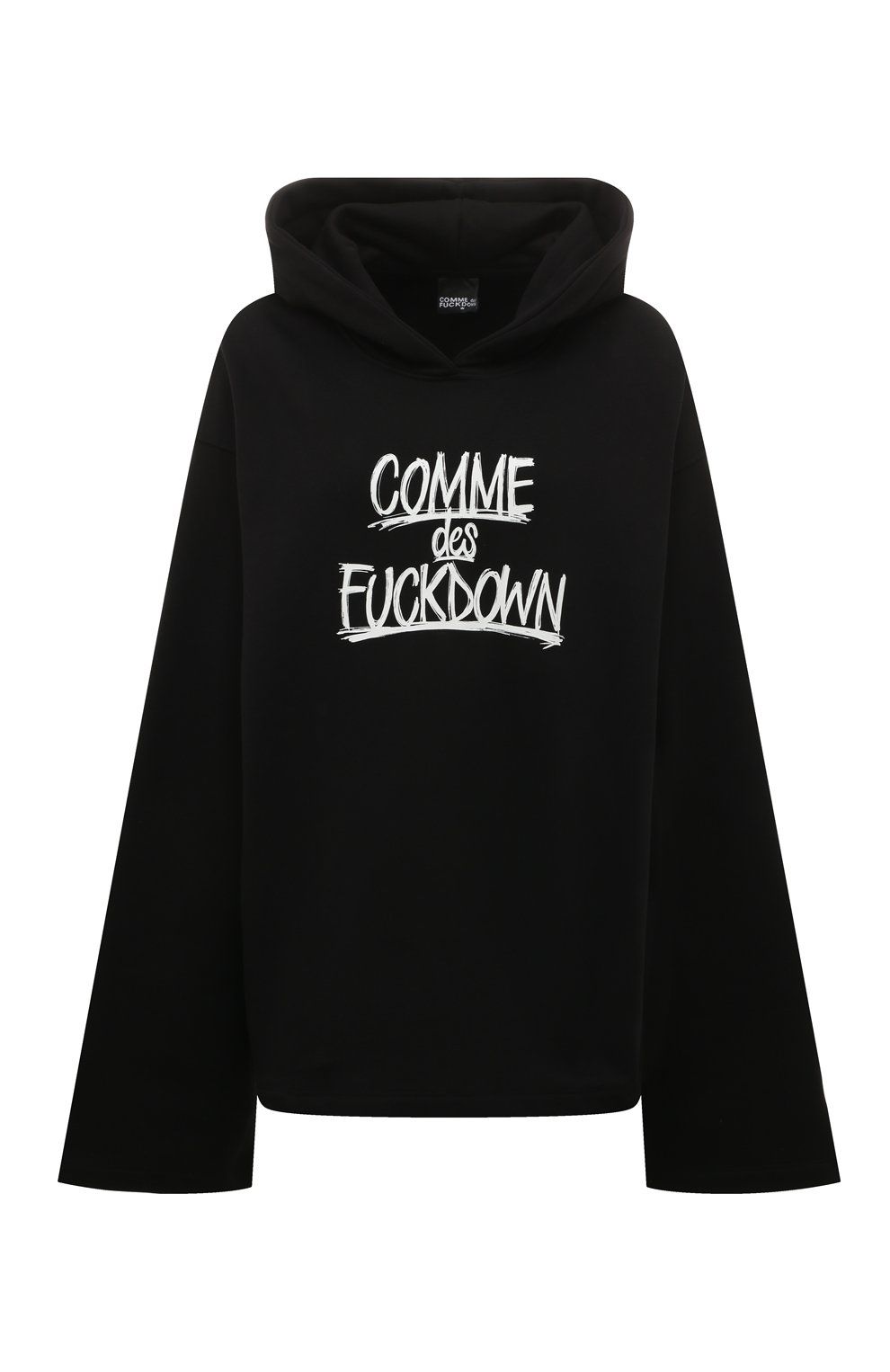 Comme Des Fuckdown Black Cotton Hooded Sweatshirt with Bold Prints