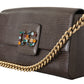 Dolce & Gabbana Elegant Gray Crystal-Embellished Shoulder Bag