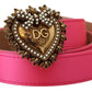 Dolce & Gabbana Elegant Pink Satin Belt with Gold Heart Buckle