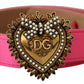 Dolce & Gabbana Elegant Pink Satin Belt with Gold Heart Buckle