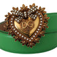 Dolce & Gabbana Elegant Green Leather Belt with Gold Buckle